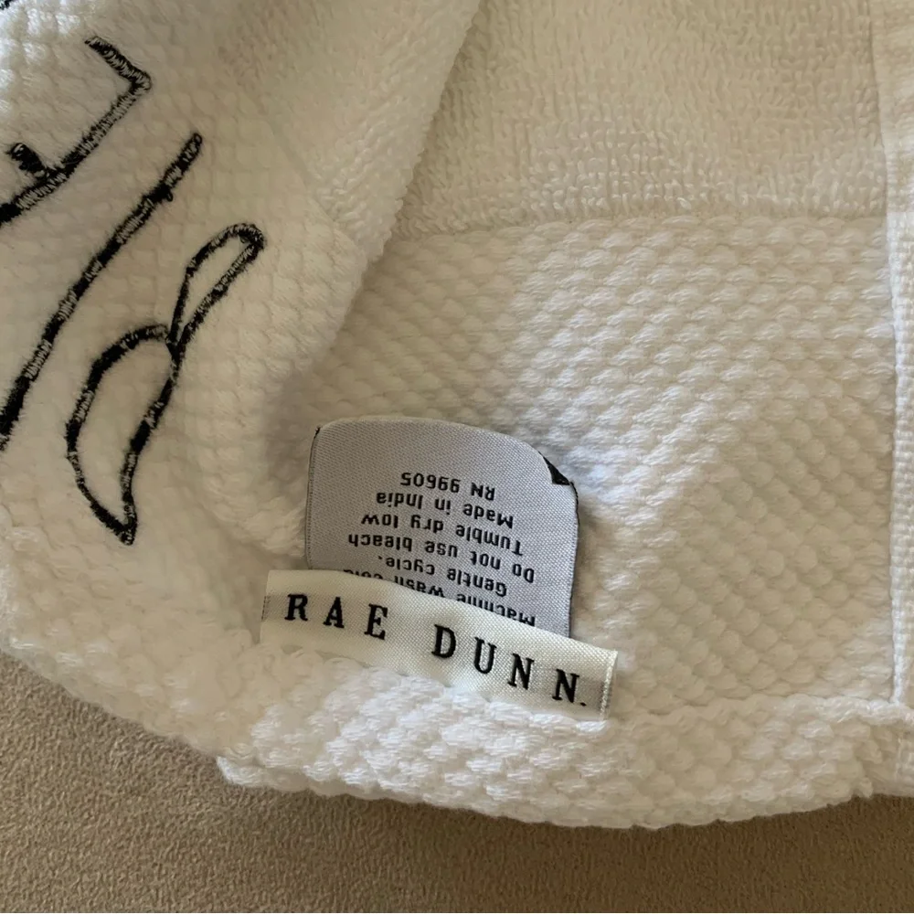 Rae Dunn BLESSED white bathroom hand towel